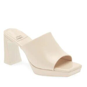 Jeffrey Campbell Caviar Platform Slides in Patent Ivory  size 8.5